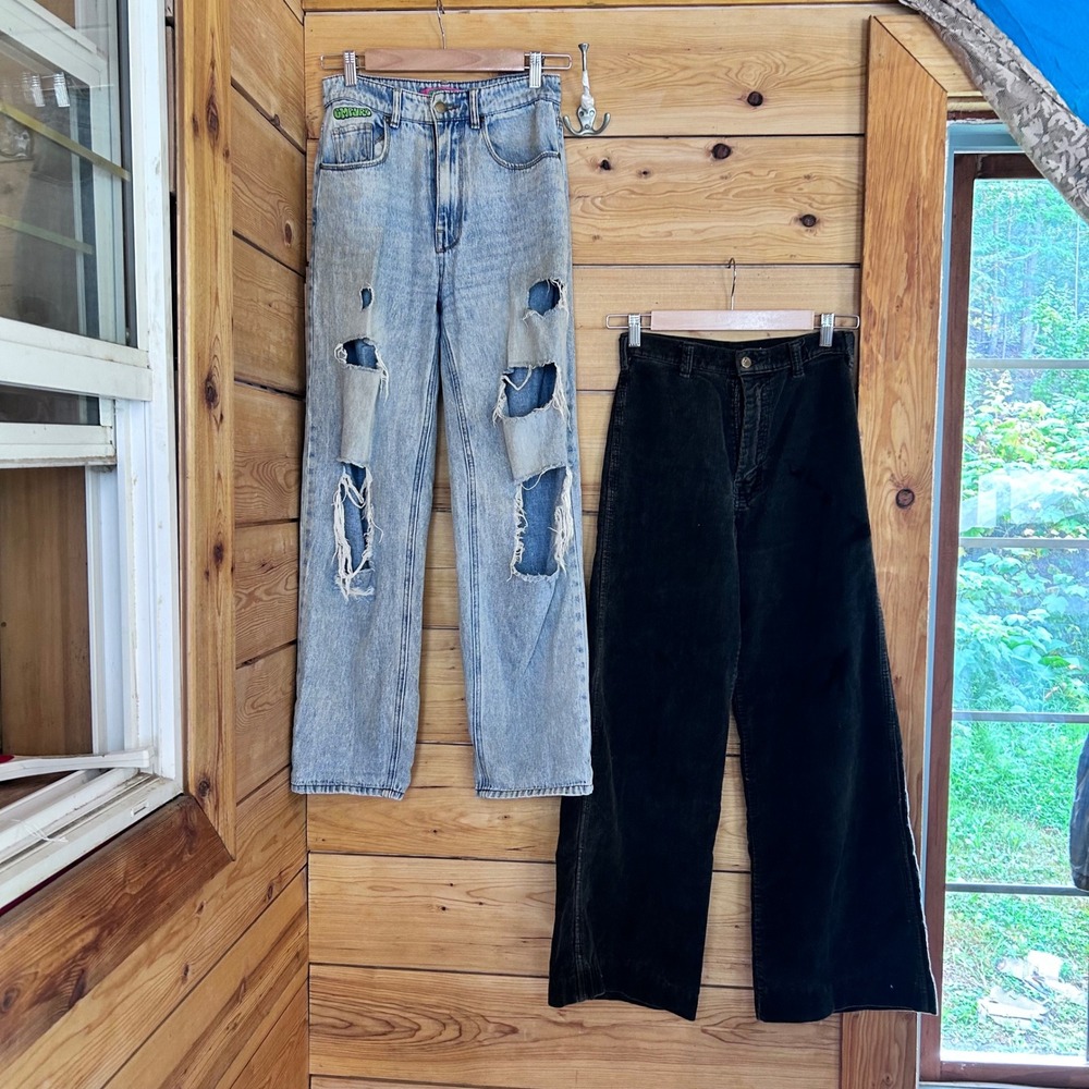 Vintage Distressed Jeans & Corduroy Wide Leg Pants Bundle XS Junior 7 Womens 26